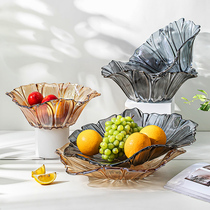 Light Extravagant Glass Fruit Dish Home Modern Living-room Tea Table High-end Ins Creative Snacking Fruit Pan Minima Fruit Basket