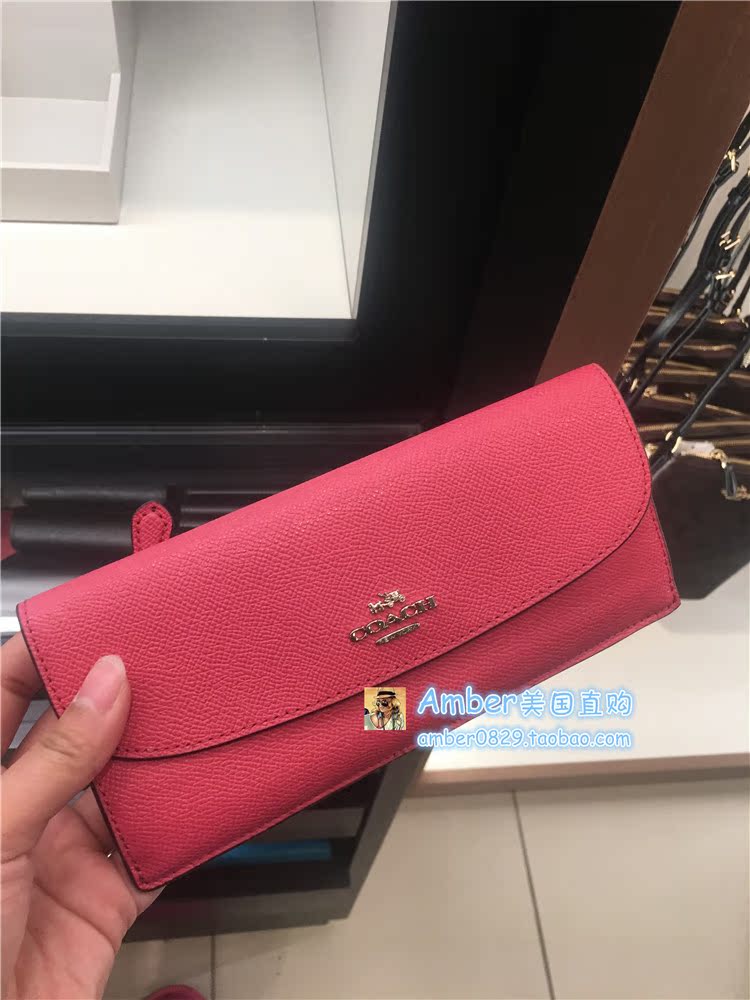 英國哪裡買coach便宜 美國代購 國內現貨 COACH 女士薄款信封長款錢包 多色 F52689 coach便宜