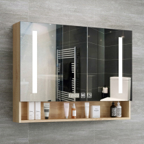 Smart anti-fog bathroom mirror cabinet with shelf with light solid wood Bluetooth mirror box toilet hanging wall toilet mirror