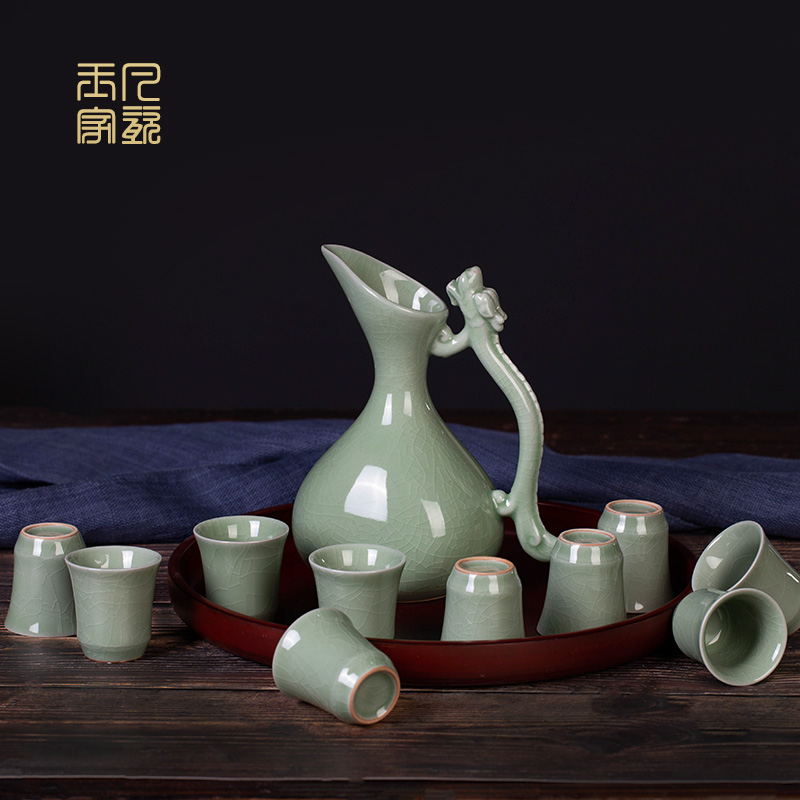 中式古风陶瓷酒具套装家用分酒器白酒烈一口杯小酒杯创意汝窑酒壶
