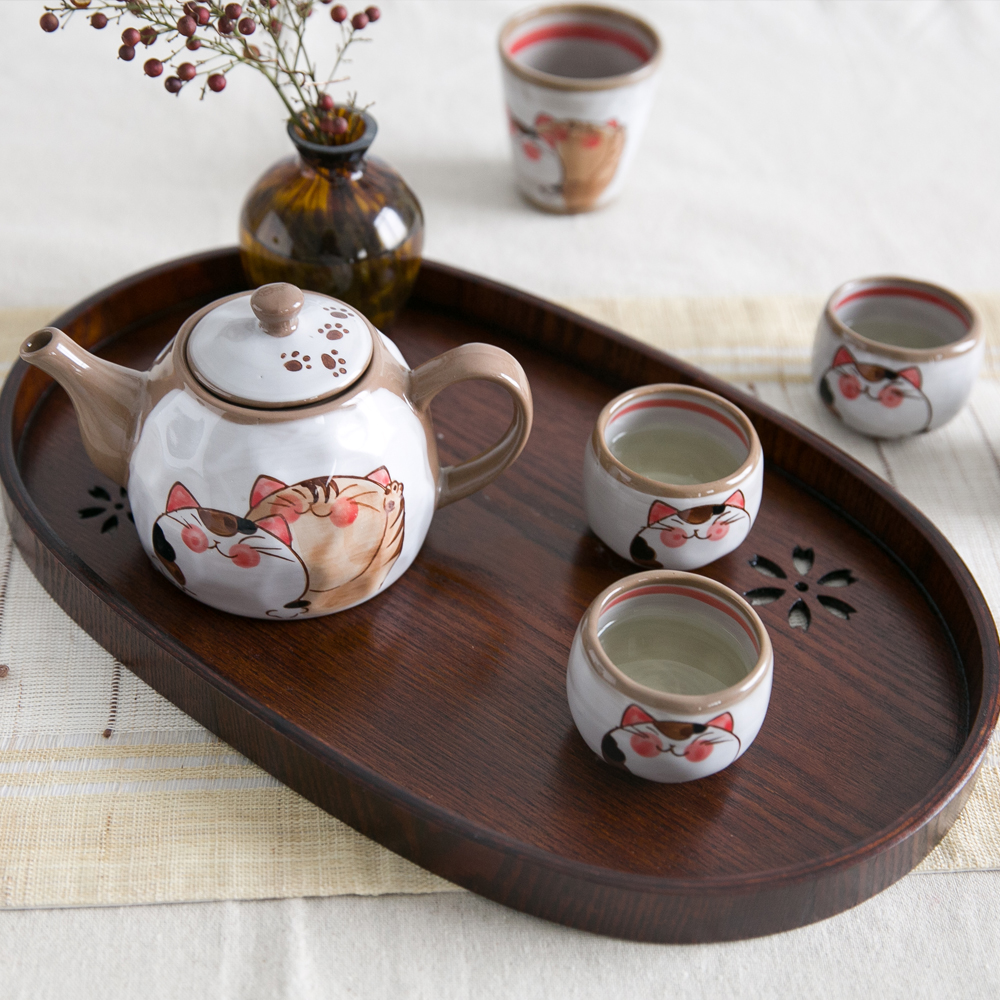 摩登主妇 日式实木系列茶盘 樱花镂空实木茶具茶盘水果盘功夫茶盘_5折