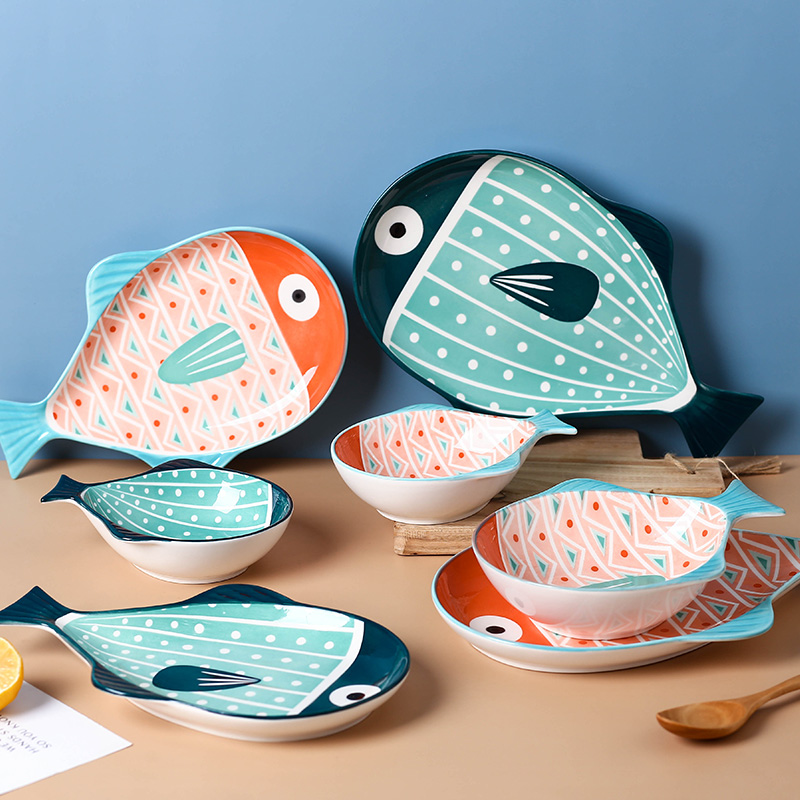 Mercifully fish creative Japanese rectangle steamed fish plate plate household fish dish of ceramic fish dish