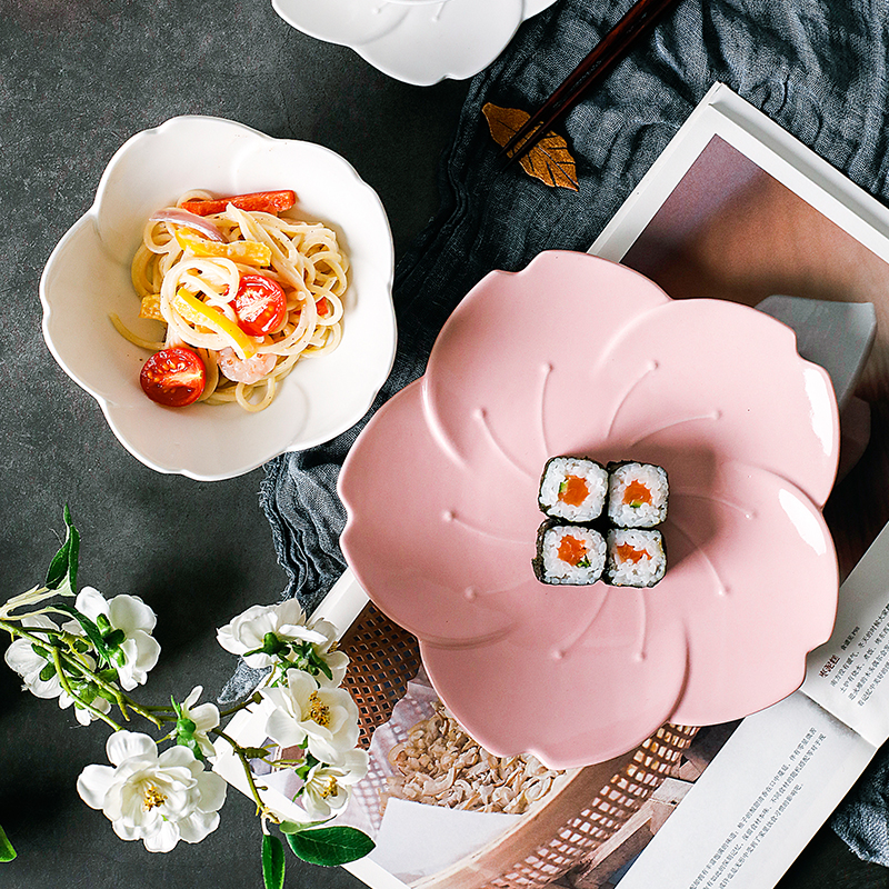 Japanese cherry blossom put ceramic dish dish creative bowl dish breakfast plate tableware suit dish fruit snack plate coffee cup