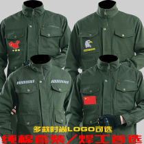 Spring and summer new work clothes suit mens electric welding cotton line factory steam repair abrasion-proof and anti-scalding outdoor labor