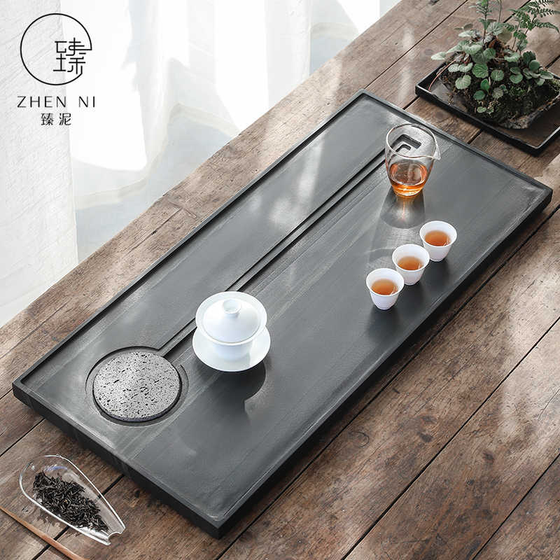 Sharply by mud stone tea tray with large blocks of natural stone, black stone tray was kung fu tea tea tea