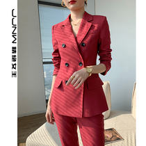 Western suit suit female trend fashion handsome suit jacket 90% pants two sets of professional dress working clothes