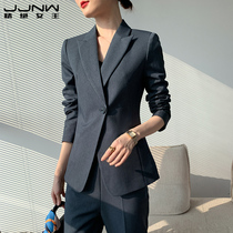 Grey Blue Suit Jacket Women Academy Wind Herbenwind Inn Wind Inn Style Lean Casual Fashion Minus-style Little West suit