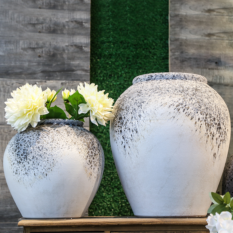 Jingdezhen coarse clay ceramic pottery vases, flower arranging is restoring ancient ways ceramic home sitting room decoration decoration floor furnishing articles