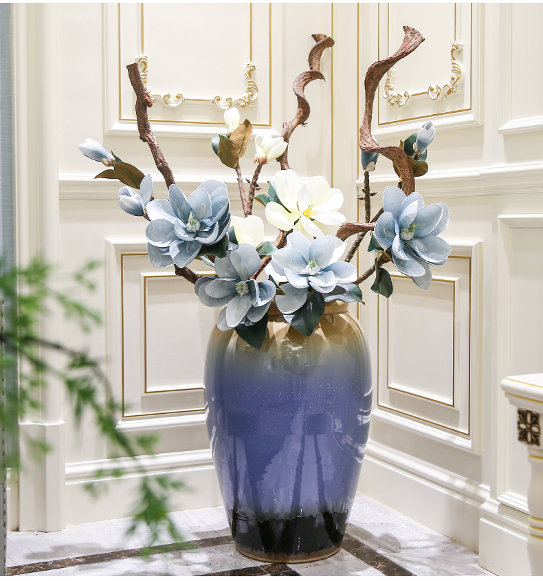 新中式玄关电视柜落地花瓶摆件陶瓷大号欧式家居客厅插花器装饰品