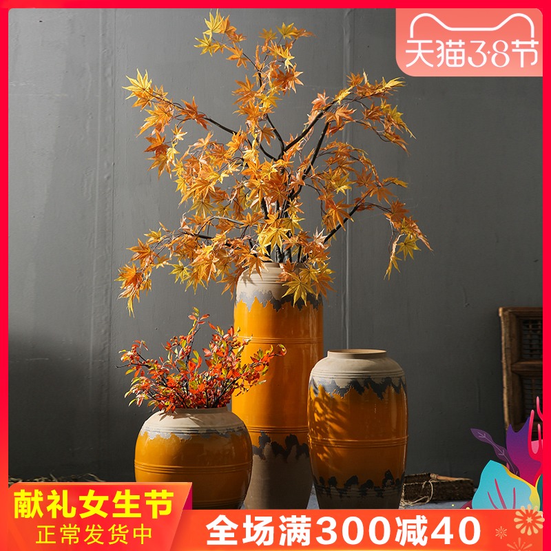 Jingdezhen retro nostalgia vase sitting room, dining - room mall coarse pottery flower flower arranging the be born ceramic decoration