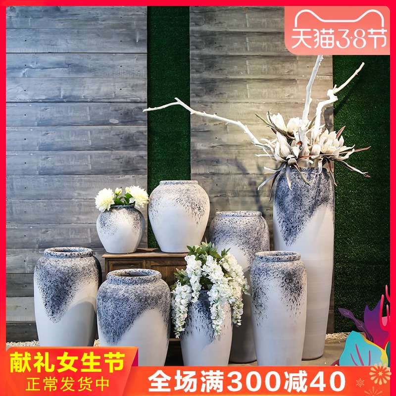 Jingdezhen coarse clay ceramic pottery vases, flower arranging is restoring ancient ways ceramic home sitting room decoration decoration floor furnishing articles