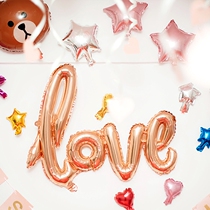 Wedding room happy word aluminum film champagne color conjoined LOVE aluminum film wedding arrangement aluminum film balloon decorative balloon