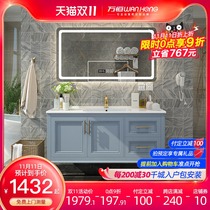 Rock board bathroom cabinet combination one-body Basin light luxury hand wash basin modern simple wash table toilet smart mirror
