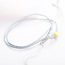 Jiu Gong jewelry hand woven rope Hetian jade turquoise beeswax blue gray pendant rope brand with rope 38 yuan