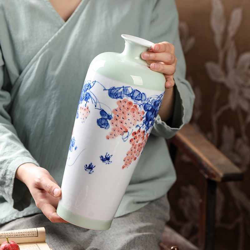 Jingdezhen ceramic hand - made flower arranging dried flowers of modern Chinese style living room home decoration furnishing articles craft vase