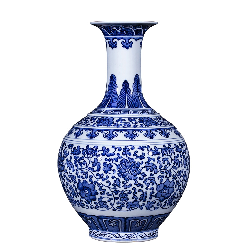 Jingdezhen ceramics vase furnishing articles antique hand - made flower arranging Chinese style household adornment blue and white porcelain is the living room