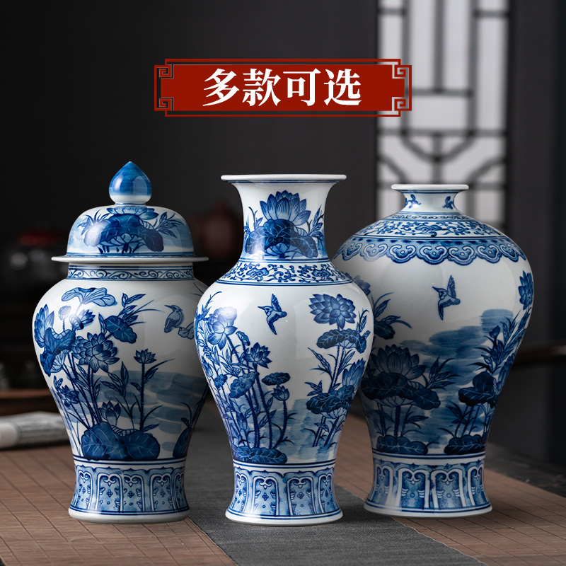 Jingdezhen ceramics hand - made vases furnishing articles of Chinese antique blue and white porcelain flower arrangement sitting room home wine accessories