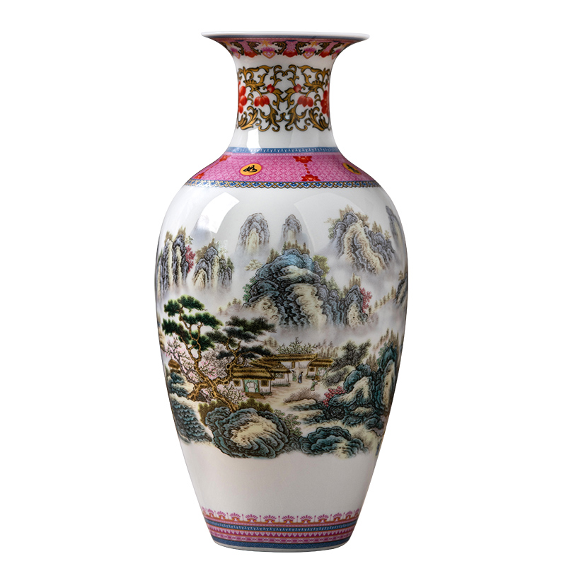 New Chinese style of jingdezhen ceramics powder enamel vase home sitting room porch TV ark, decoration crafts are arranging flowers