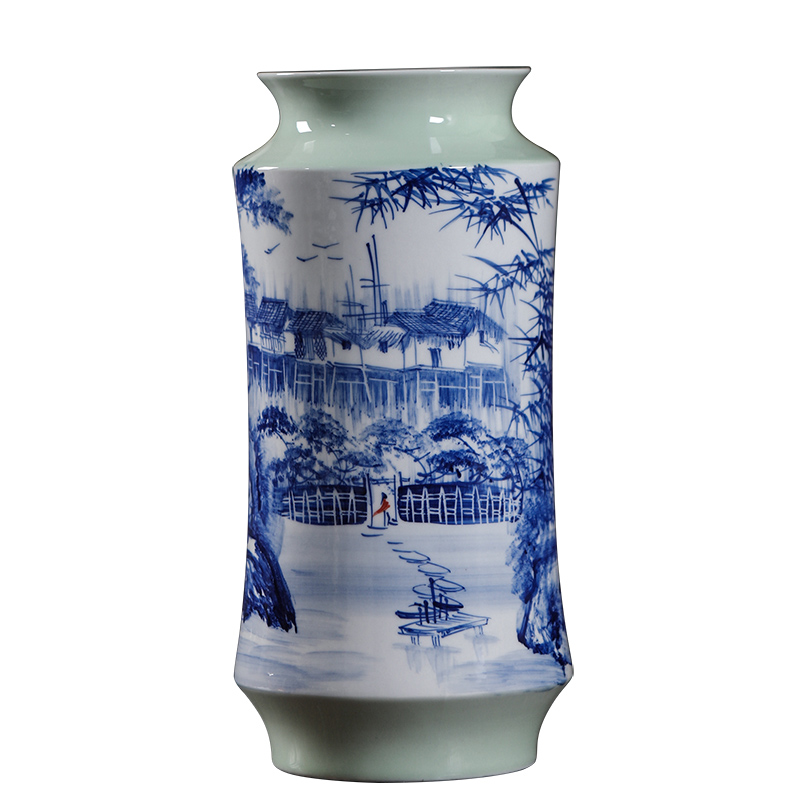 Jingdezhen ceramic hand - made flower arranging dried flowers of modern Chinese style living room home decoration furnishing articles craft vase