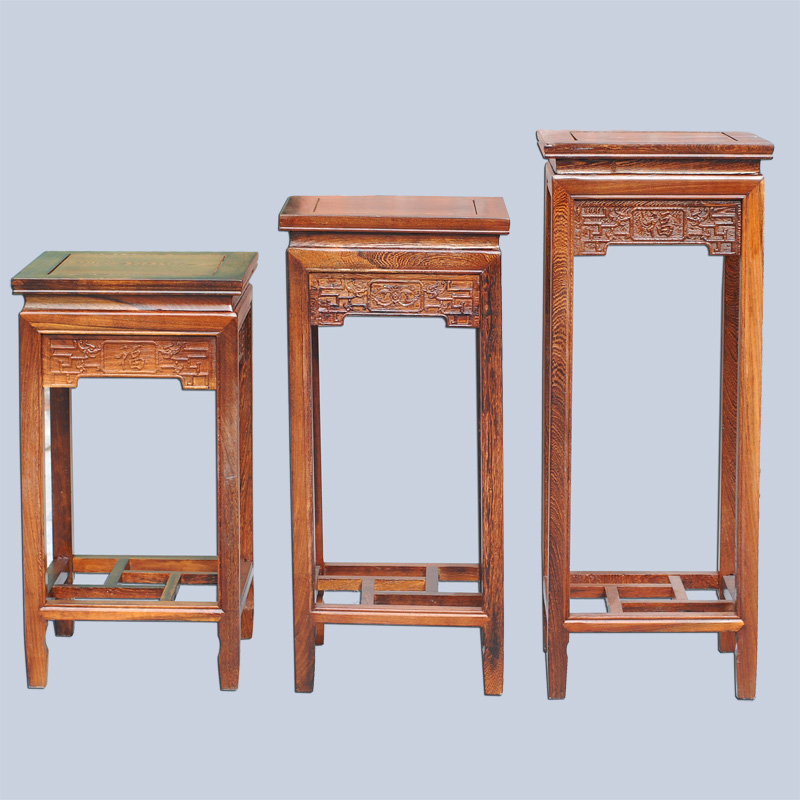 JingQin/square what annatto chicken wings wood carving furnishing articles of Chinese style household solid wood flower stands tall in the Ming and the qing dynasties base