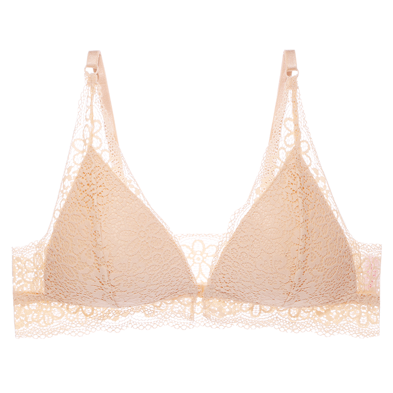 Runwei underwear women without steel ring triangle cup bra sexy lace edge small chest gathered front buckle beautiful back bra Runwei underwear women without steel ring triangle cup bra sexy lace edge small chest gathered front buckle beautiful back bra