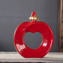 Jingdezhen Ceramic Wine Bottle Empty Wine Bottle Home Sealed Creative Decoration Ornaments Red Apple Jug