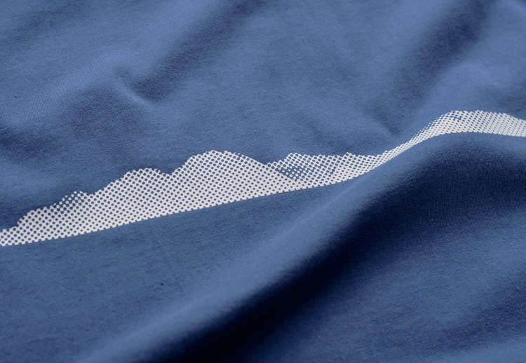 新款!吃茶去男装全棉圆领短袖t恤舒服休闲文艺 怀旧蓝 山峦