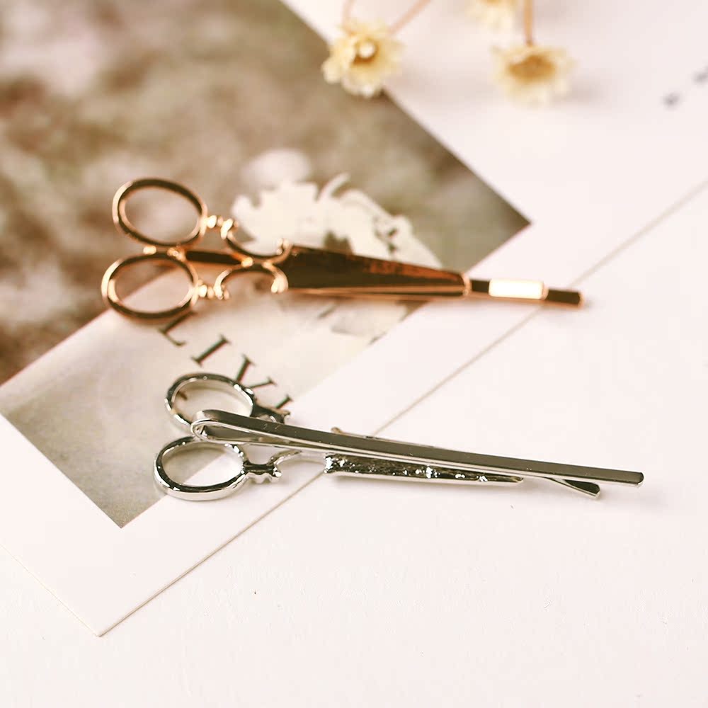 发饰欧美个性剪刀发夹子金属发卡朋克风刘海夹时尚马尾夹 一字夹