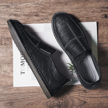 Casual Leather Shoes Mens Summer Mens Shoes Bean Shoes Men 2022 New Inn Little leather shoes mens mens One foot pedal
