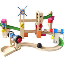Nut track ball game combination Wooden assembly roller coaster Childrens building blocks variety disassembly toys 3-7 years old