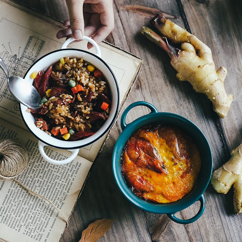 Northern wind under glaze color porcelain ear soup bowl salad bowl creative rainbow such use thick soup bowl Nordic breakfast bowl large soup bowl