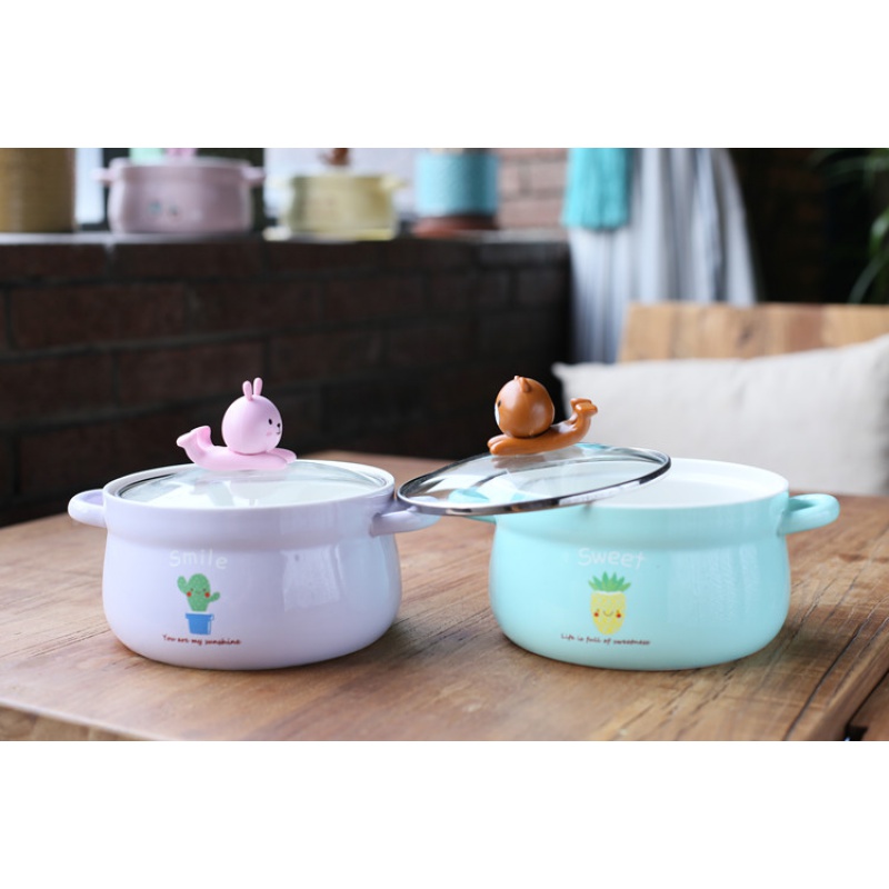 Jingdezhen creative cartoon mercifully rainbow such as bowl with cover ears ceramic bowl, lovely students instant noodles bowl bowl of soup bowl