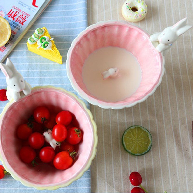 Jingdezhen ceramic salad bowl cartoon express to use rabbit dessert fruit salad dim sum dishes snacks in your job