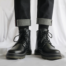 Fall and Winter plus cotton shoes black Martin boots net red English wind boots in high-gang tide mens shoes