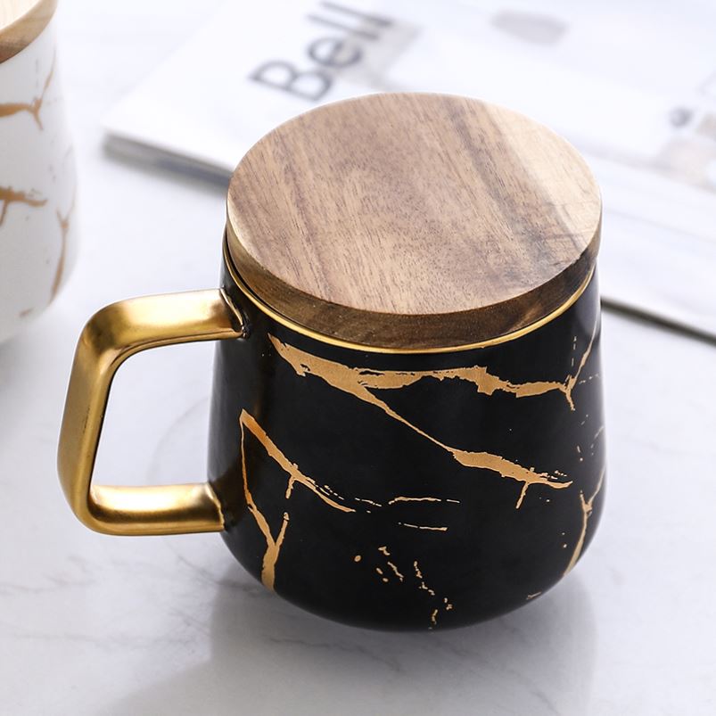 Marble coffee cup household glass ceramic cups male office female students mark cup with cover