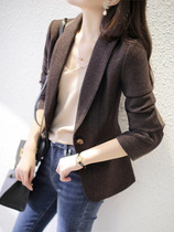 Silocho vintage stitch suede wool woolen suit jacket women autumn and winter casual short suit temperament