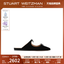 Stuart Weitzman SW Reese flat slide autumn bow slippers women outer wear sandals