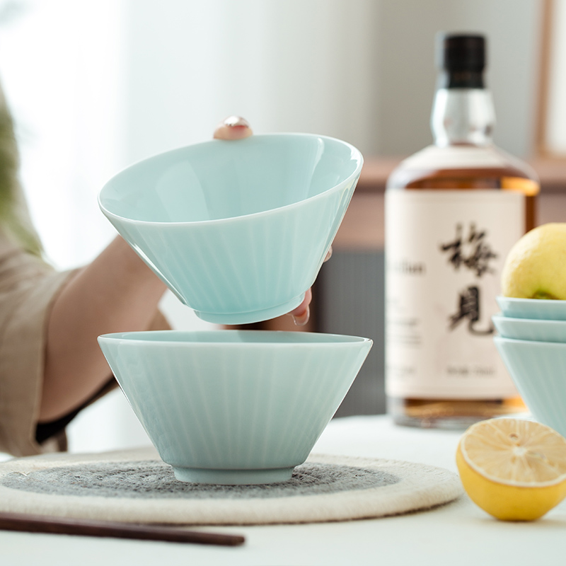 Jingdezhen flagship stores eating rice bowl with ceramic solid color hat to bowl of tableware special personal bowl of soup bowl