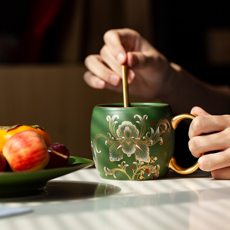 Jingdezhen flagship store of the zone of the elegant northern wind ceramic mark for cup spoon set of office coffee cup