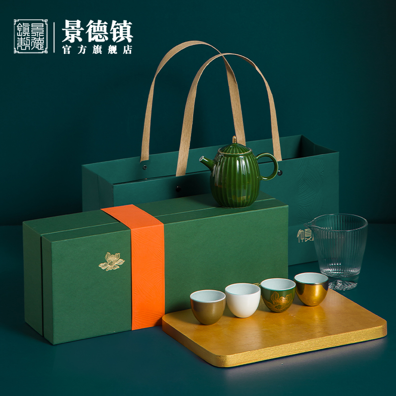 Jingdezhen official flagship store ceramic midsummer kung fu tea set up fang home tea teapot teacup combination
