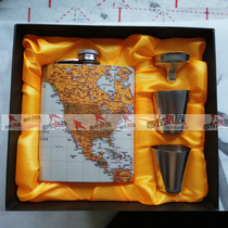 Snow Wolf Lake 7 oz stainless steel hip flask laser hip flask water transfer hip flask hip flask small hip flask men