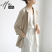 Casual Little Suit Jacket Woman White Texture chic2022 New Summer Thin style Professional Temperament Western Suit Womens Blouse