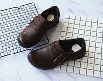 Slim foot seen with big feet warm genuine leather ladies big code casual leather shoes anti-slip retro made old hand-stitched shoes