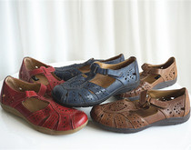 Scream upgrade Big Code Genuine Leather Lady Hollowed-out ancient Baotou sandals Shoe casual leather shoes 43 44 yards