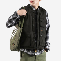 Japanese tooling cotton vest men autumn and winter stand collar loose waistcoat American retro cotton vest lamb wool coat tide