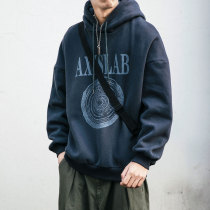 Autumn Winter Plus Velvet Clothing Male Tide Card Printed Couple with hat blouses Korean version Trend loose Shoulder Casual Jacket