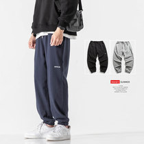 Sports pants mens autumn and winter plus velvet thickened Korean version of the trend loose toe pants casual trousers closed small feet pants tide tide