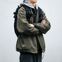 Japanese tide 2022 new fake two - piece of hat baseball coat male loose couple pilot jacket in spring 2022