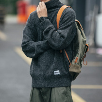 Autumn Winter Thick Section High Collar Sweater Male Loose Trend Fashion 100 Hitch Pure Color Thickened Boy Wool Jersey Turtlenecks