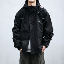 Japanese tide outdoor mountain factory jacket male loose couple hat charge coat casual wind-proof tide